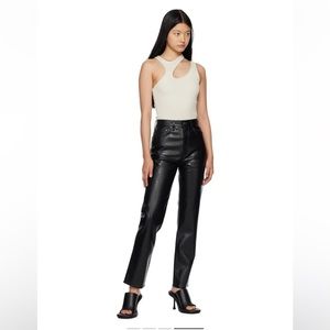 AGOLDE Black 90's Pinch Waist Leather Pants